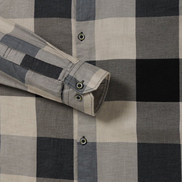 Plaid Flannel Full-Sleeve Shirt - Grey and Black (GP032)