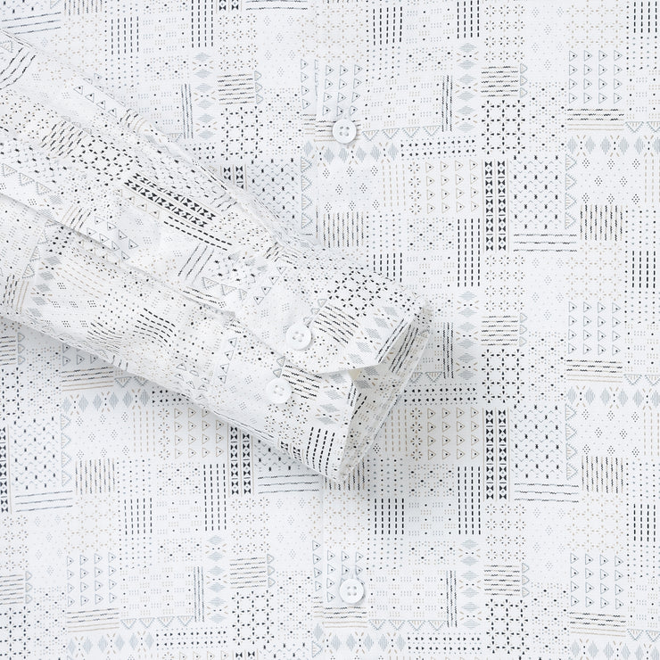 White with Abstract Line Pattern Full Sleeve Shirt (GP105)