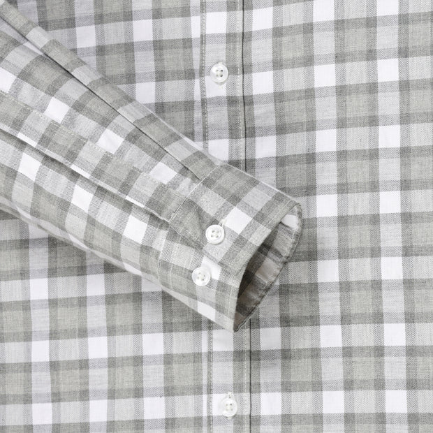 Grey and White Checkered Pattern Slim Fit Full Sleeve Shirt (GP133)