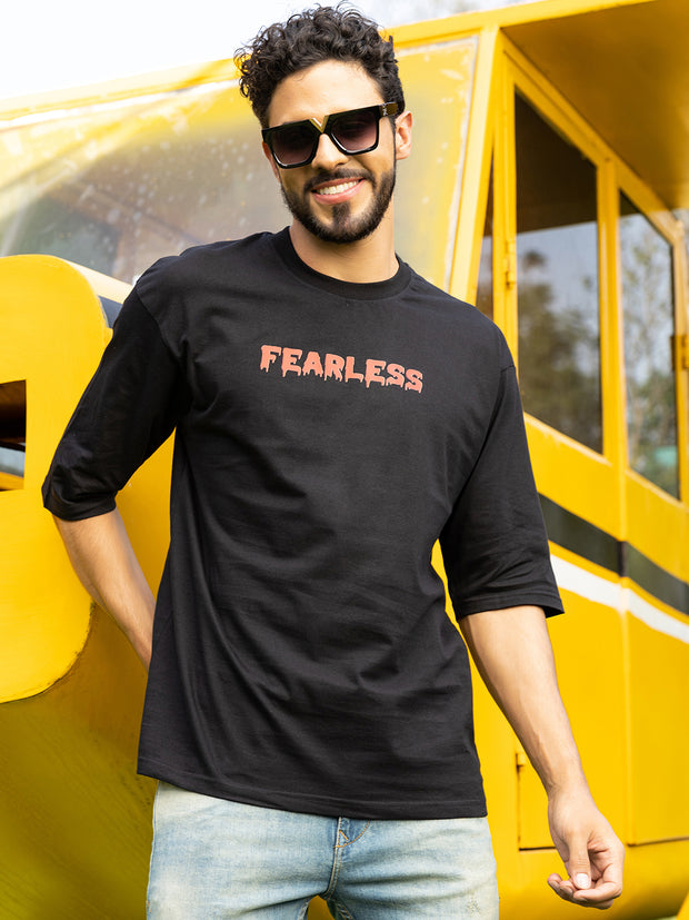 Fearless Black Oversized Drop shoulder Tee by Gavin Paris