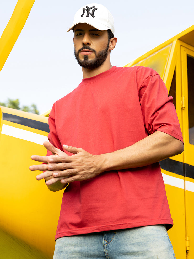 More Time Red Oversized Drop shoulder Tee by Gavin Paris