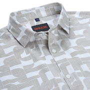 Beige Slim Fit Full Sleeve Shirt with Abstract Geometric Pattern (GP263)