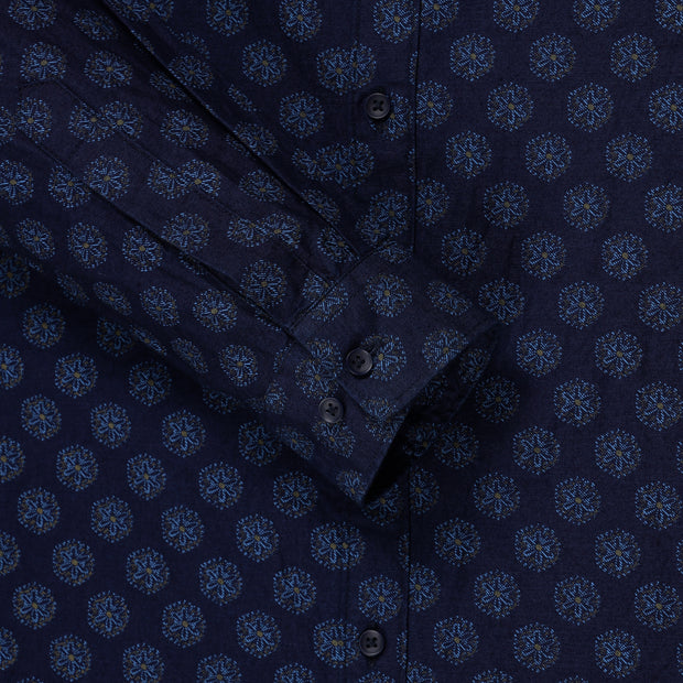 Full Sleeve Slim Fit Shirt - Navy Blue Medallion Print (GP144)