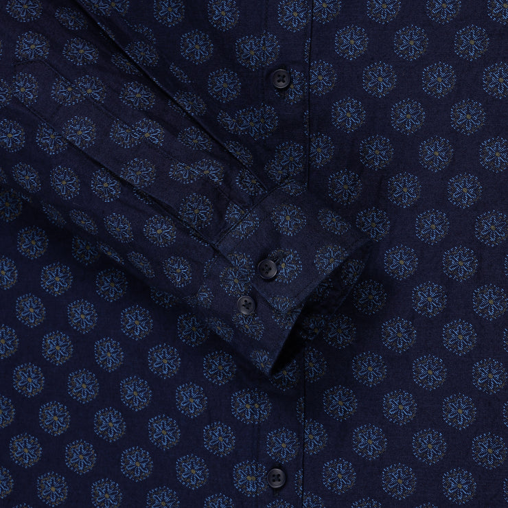 Full Sleeve Slim Fit Shirt - Navy Blue Medallion Print (GP144)