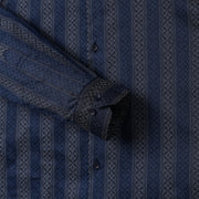 Full Sleeve Shirt - Navy Blue with Vertical Geometric Pattern (GP026)