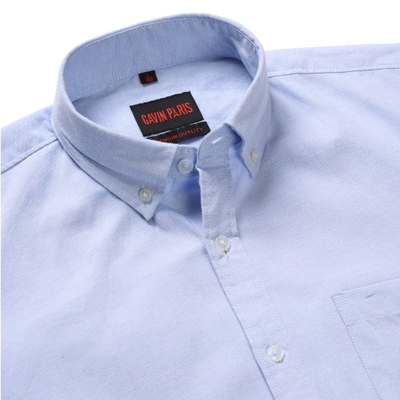 Light Blue Solid Slim Fit Cotton Men's Full Sleeve Shirt With Pocket (GP358)
