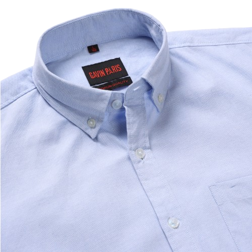 Light Blue Solid Slim Fit Cotton Men's Full Sleeve Shirt With Pocket (GP358)