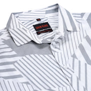 Gray & White Geometric Full Sleeve Shirt(GP168)
