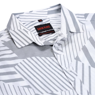 Gray & White Geometric Full Sleeve Shirt(GP168)