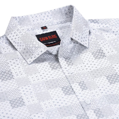 White Checkered Slim Fit Full Sleeve Shirt (GP201)