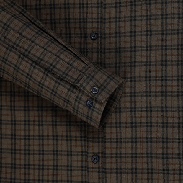 Brown and Black Plain Slim Fit Full Sleeve Shirt With Pocket (GP165)