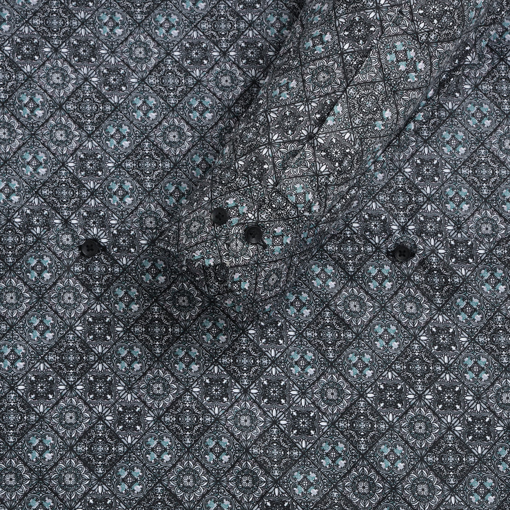 Black and Blue Geometric Full-Sleeve Shirt (GP101)