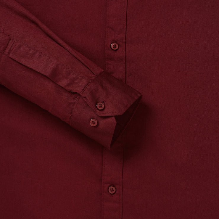 MAROON SOLID COTTON FULL SLEEVE SHIRT (GP078)