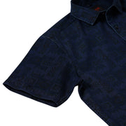 Half Sleeve Slim Fit Shirt - Navy Blue Geometric Pattern (GP089)