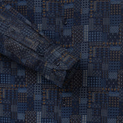 Navy Blue with Geometric Pattern Full Sleeve Shirt (GP104)