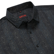 Black Patterned Slim Fit Men's Full Sleeve Shirtt (GP336)