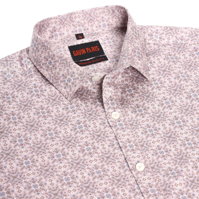 Light Pink Geometric Pattern Slim Fit Full Sleeve Shirt (GP251)