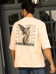 Forgiveness Peach Oversized Both Side Printed Tee