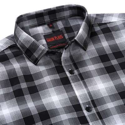Black & White Checkered Slim Fit Men's Full Sleeve Shirt (GP327)
