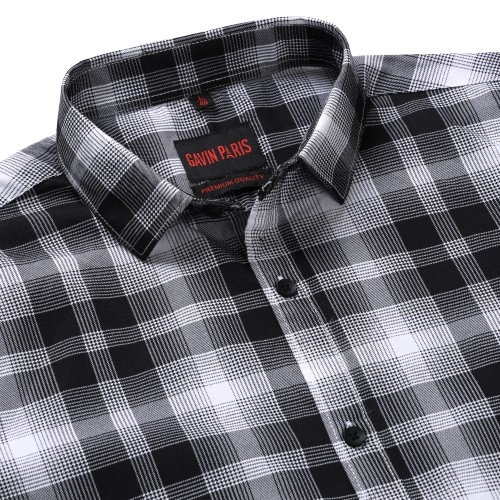 Black & White Checkered Slim Fit Men's Full Sleeve Shirt (GP327)