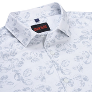 White Full Sleeve Slim Fit Shirt with Subtle Leaf Print (GP265)
