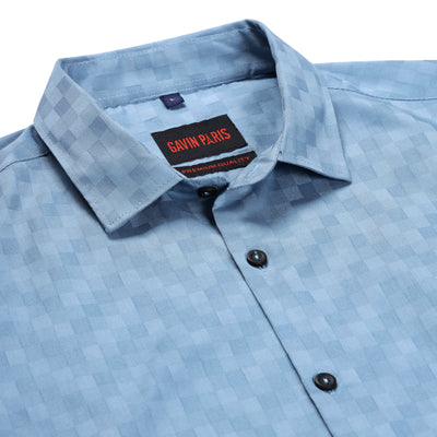 Sky Blue Checkered Full Sleeve Shirt (GP176)