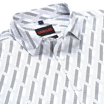White Geometric Print Slim Fit Full Sleeve Shirt (GP258)