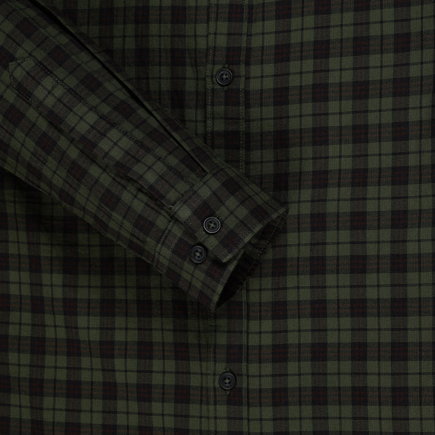 Green and Black Plaid Pattern Slim Fit Full Sleeve Shirt (GP157)