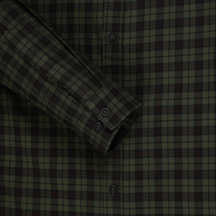 Green and Black Plaid Pattern Slim Fit Full Sleeve Shirt (GP157)