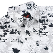 Half Sleeve Slim Fit Shirt- White with Black and Grey Floral Pattern (GP044)