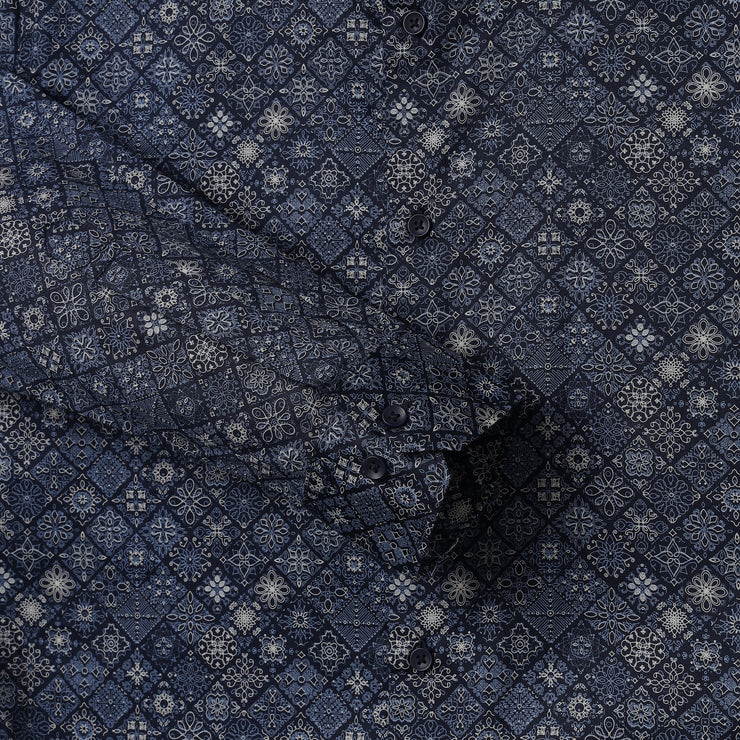 Blue Geometric Pattern Full Sleeve Shirt (GP013)