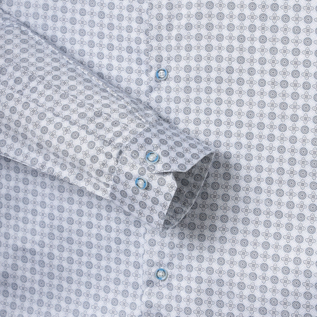 Light Blue with Circular Geometric Pattern Slim Fit Full Sleeve Shirt (GP029)