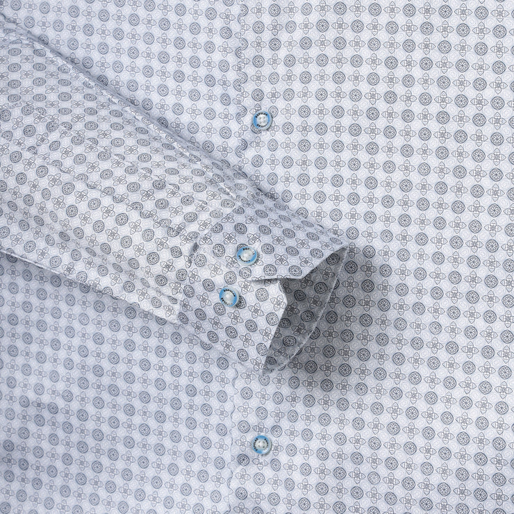 Light Blue with Circular Geometric Pattern Slim Fit Full Sleeve Shirt (GP029)