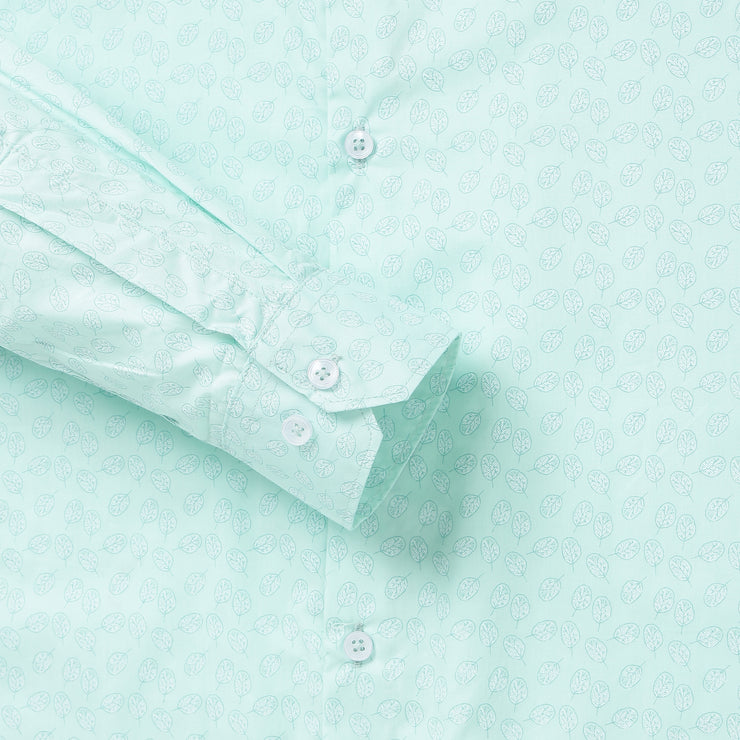 Mint Green with Leaf Pattern Full Sleeve Shirt (GP108)