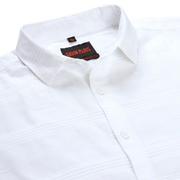 White Slim Fit Full Sleeve Shirt with Textured Stripes (GP267)