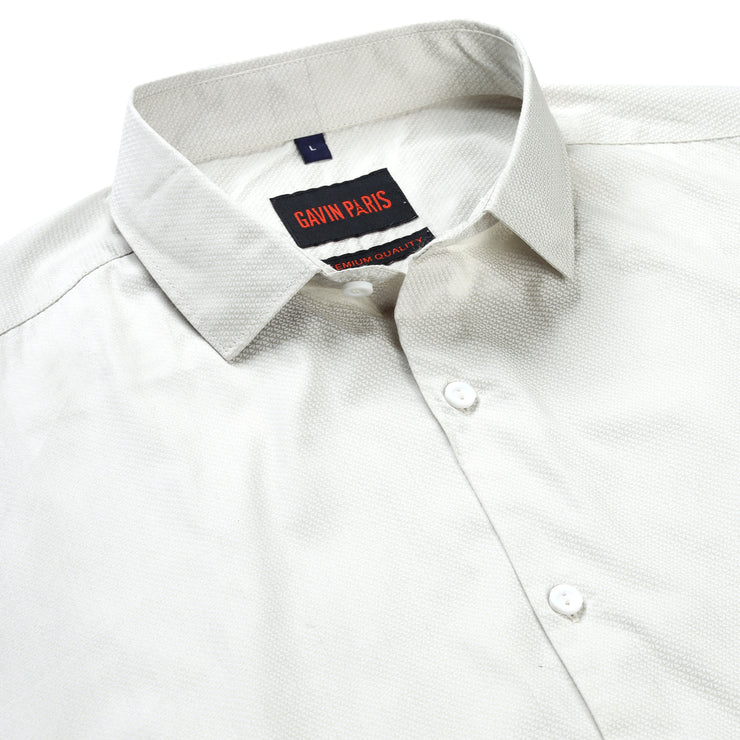 Textured Solid Full Sleeve Shirt - Off-White (GP216)