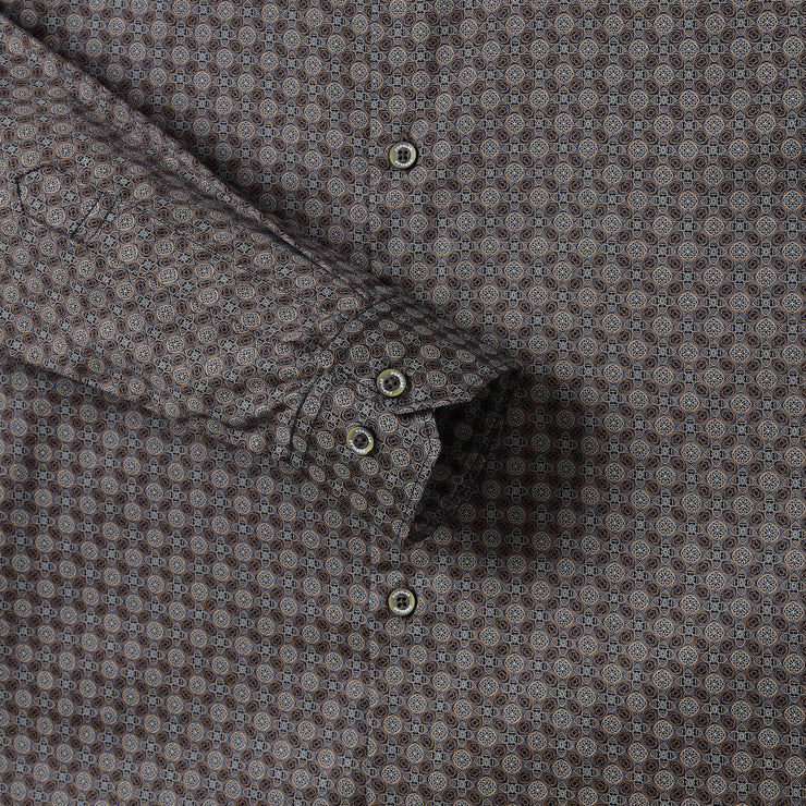 Brown Circle Pattern Slim Fit Full Sleeve Shirt (GP030)