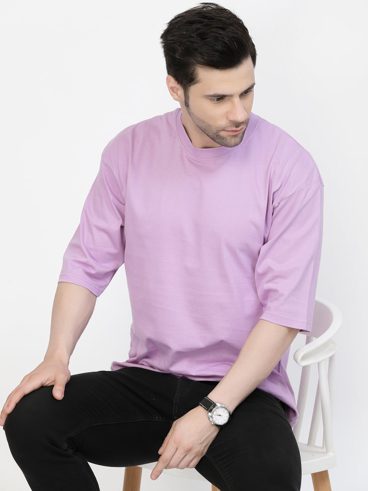 Lavender Plain Cotton Oversized Tee by Gavin Pairs