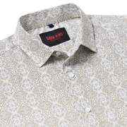White with Gold and Black Ornate Pattern Slim Fit Full Sleeve Shirt (GP009)