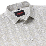 White with Gold and Black Ornate Pattern Slim Fit Full Sleeve Shirt (GP009)