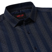 Full Sleeve Shirt - Navy Blue with Vertical Geometric Pattern (GP026)