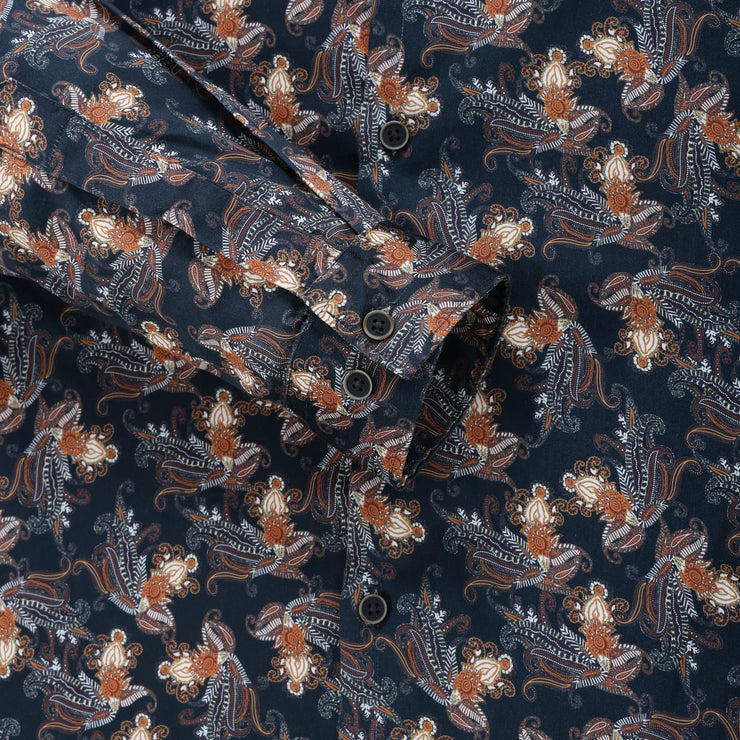 Men's Full Sleeve Black Floral Paisley Print Slim Fit Shirt (GP270)