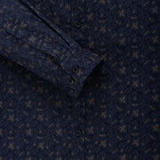 Navy Blue Paisley Motif Men's Slim Fit Full Sleeve Shirt (GP301)