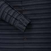 Men's Full Sleeve Navy Blue and Gray Striped Pattern Slim Fit Shirt (GP273)