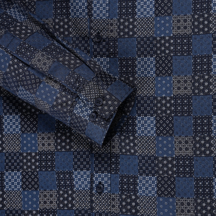 Navy Blue Checkered Full Sleeve Shirt (GP200)