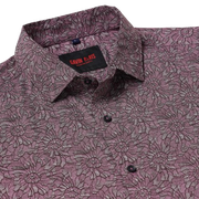 Burgundy Flower Pattern Slim Fit Full Sleeve Shirt (GP018)