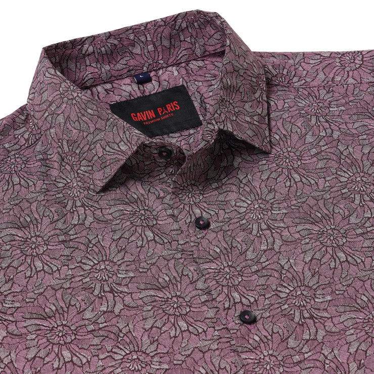 BURGANDY FLOWER PRINT FULL SLEEVE SHIRT (GP018)