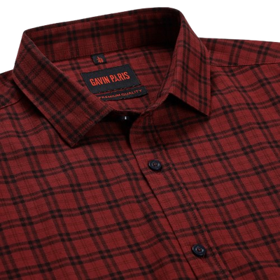 Red and Black Plaid Slim Fit Full Sleeve Shirt (GP164)