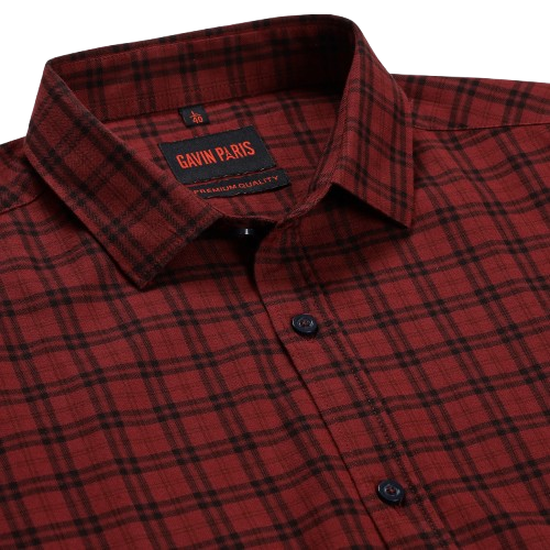 Red and Black Plaid Slim Fit Full Sleeve Shirt (GP164)