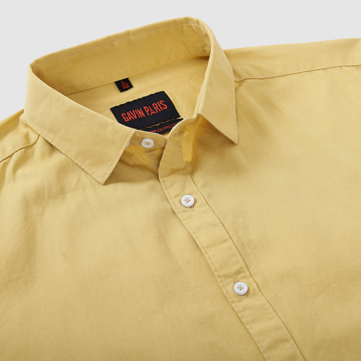 Mustard Yellow Plain Men's Slim Fit Full Sleeve Shirt (GP312)